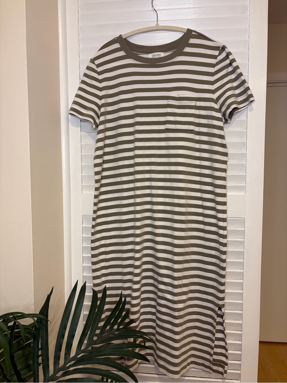Haven Well Within 100% Organic Cotton Striped T-Shirt Dress Size L